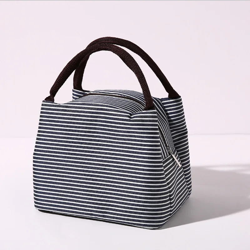 Stripes Lunch Bag For Women Isothermal Bag Packaged Food Thermal Bags Thermo Pouch Kids Lunch Bag Refrigerator Bag