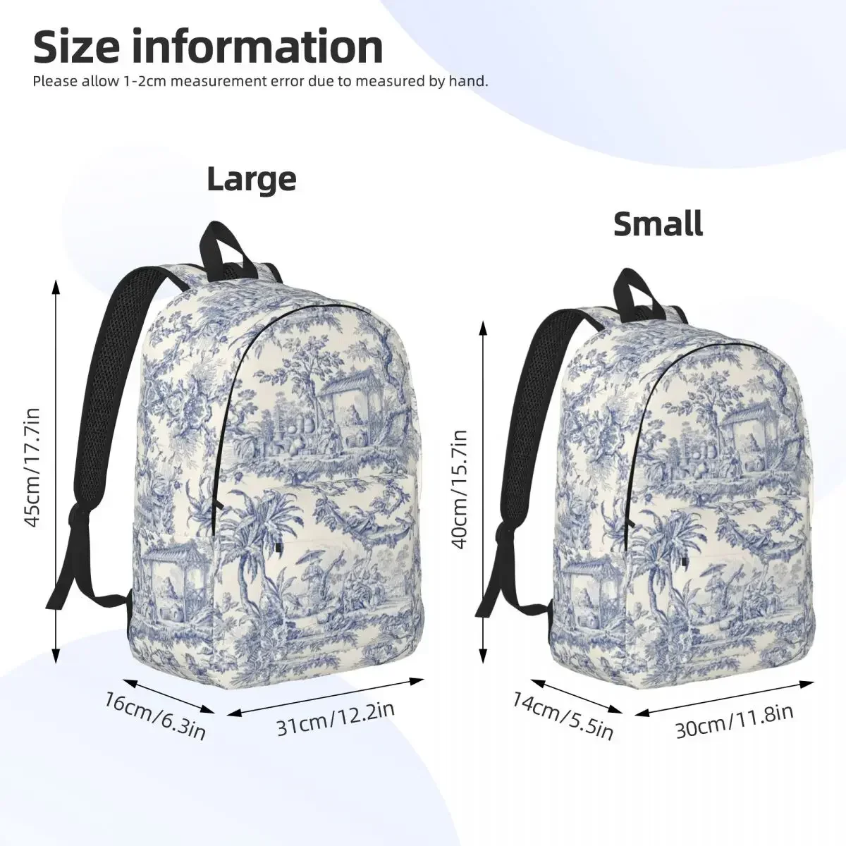 Man and Women Toile De Jouy Backpacks for Men Women Waterproof School College French Motif Bag Print Bookbag