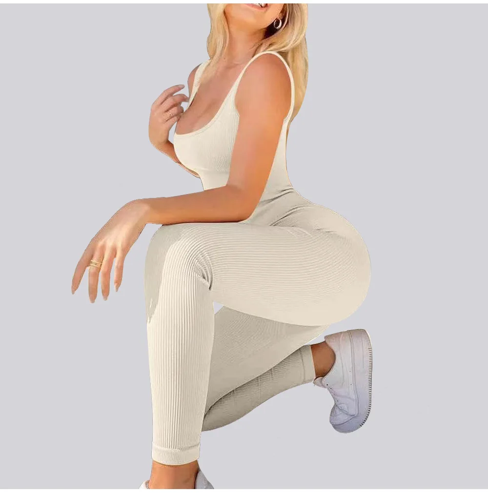 Cheap Price Free Shipping  Women Clothing Women One Piece Jumpsuits And Rompers Spring New Square Collar Sports Vest Jumpsuit