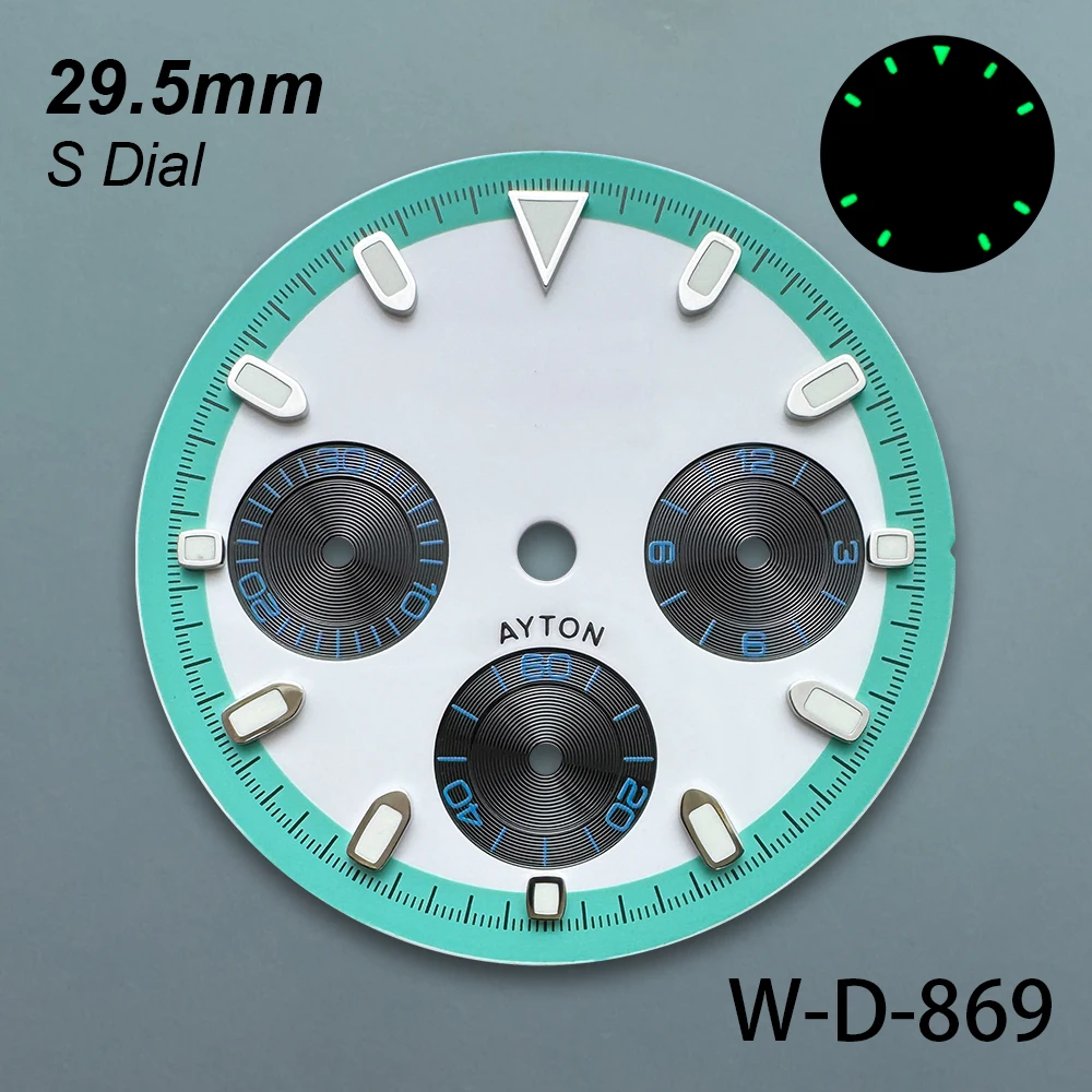 Cadran Panda DTN avec Logo S, 29.5mm, adapté au mouvement à Quartz VK63, vert lumineux coloré, accessoires de Modification de montre de haute qualité