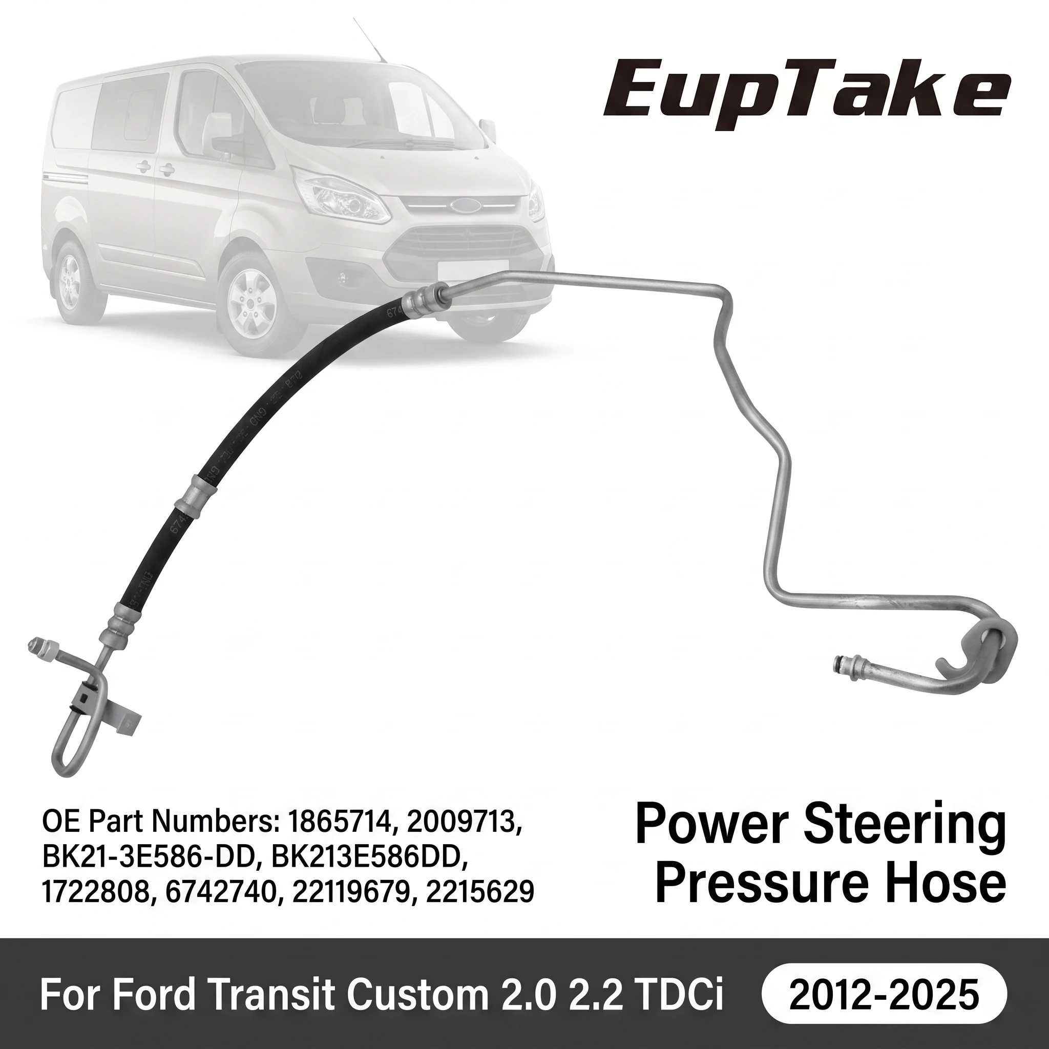 Power Steering Pressure Hose 1865714 For Ford Transit Custom 2.0 2.2 TDCi 2012-2025 RHD FWD High Pressure Pipe 2009713