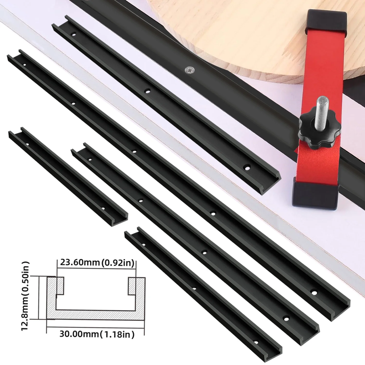 2pc 300-800mm T30 T-track Slot Miter Track Jig Alat Pertukangan Kayu DIY Miter Gauge Guide Chute untuk Meja Gergaji Router