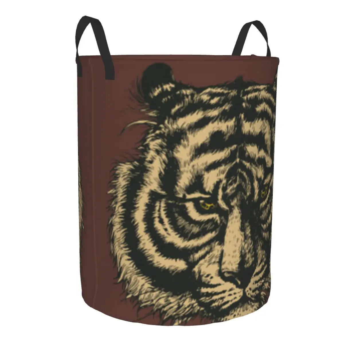 Tiger Head Illustration Waterproof Storage Bag Household Dirty Laundry Basket Folding Bucket Clothes Organizer