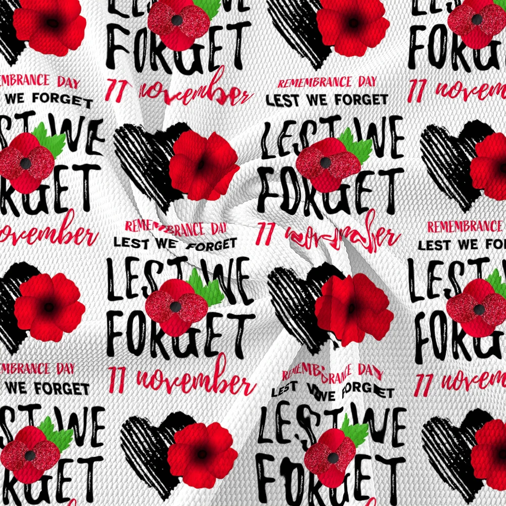 50X145cm Forget Pattern Remembrance Day Printed Twill Bubble Polyester Fabric for Patchwork Quilting Fabrics