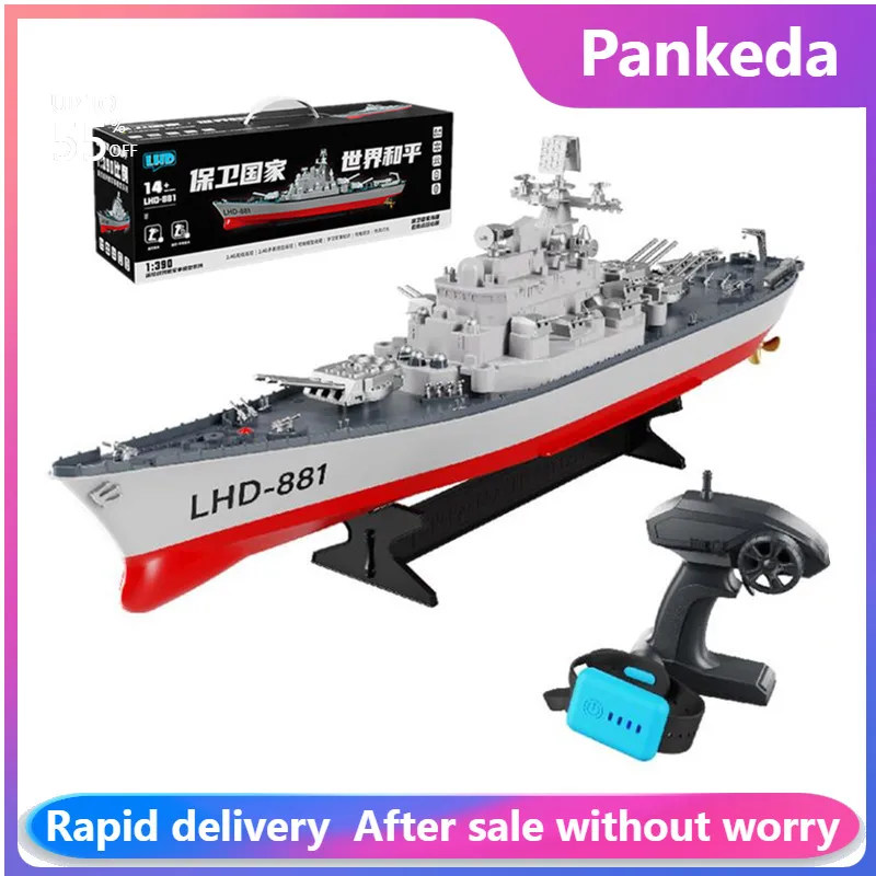 

LHD-881 1:390 2.4G Watch control High-Speed RC Ship Simulation Warship Model Battleship Toys Children Model Toy for Boys Gift