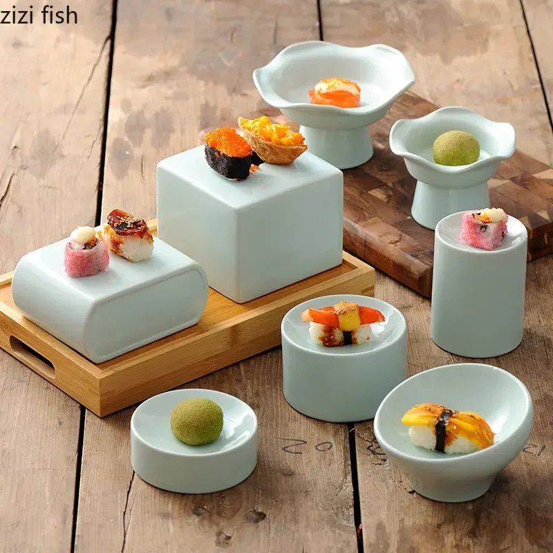 Ceramic Dinner Plates Sashimi Sushi Plate Cake Stands Artistic Conception Restaurant Solid Color Tableware Snack Dessert Dishes