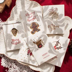 1/6pcs Christmas Greeting Card with Envelopes Merry Christmas Blessing Greeting Cards New Year Postcard Card Xmas Party Kid Gift