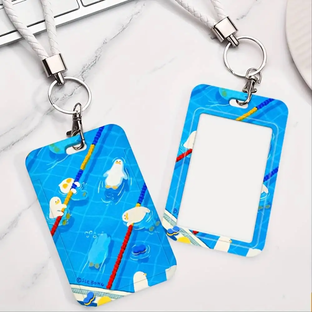 Pool Duck Design ID Card Holder Plastic Card Cover For Doctor Nurse Office Staff Holiday Card Protection Gift
