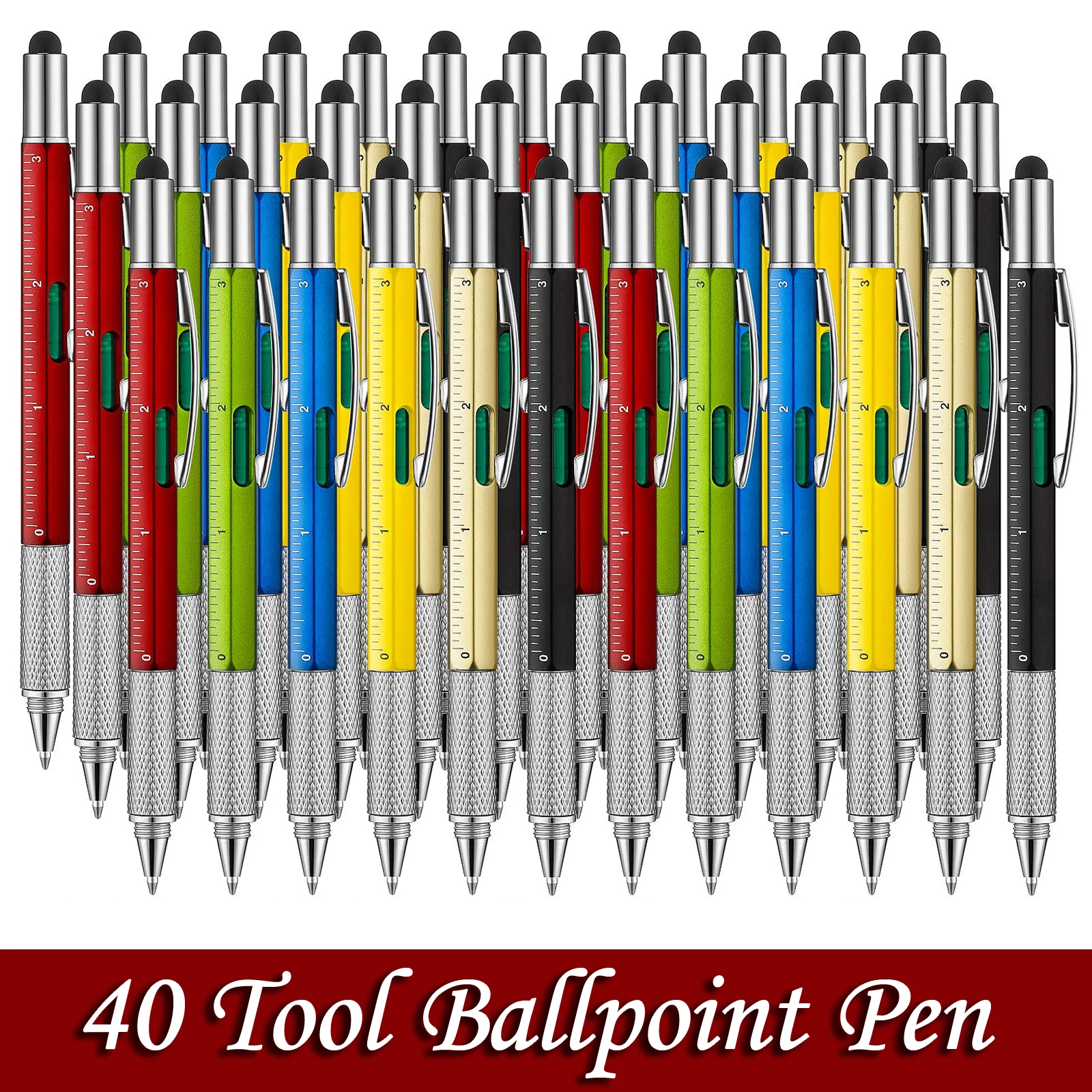 

40Pcs Multitool Pen with Ballpoint Pen Ruler Level Pens Cool Gadget Birthday Gifts for Men