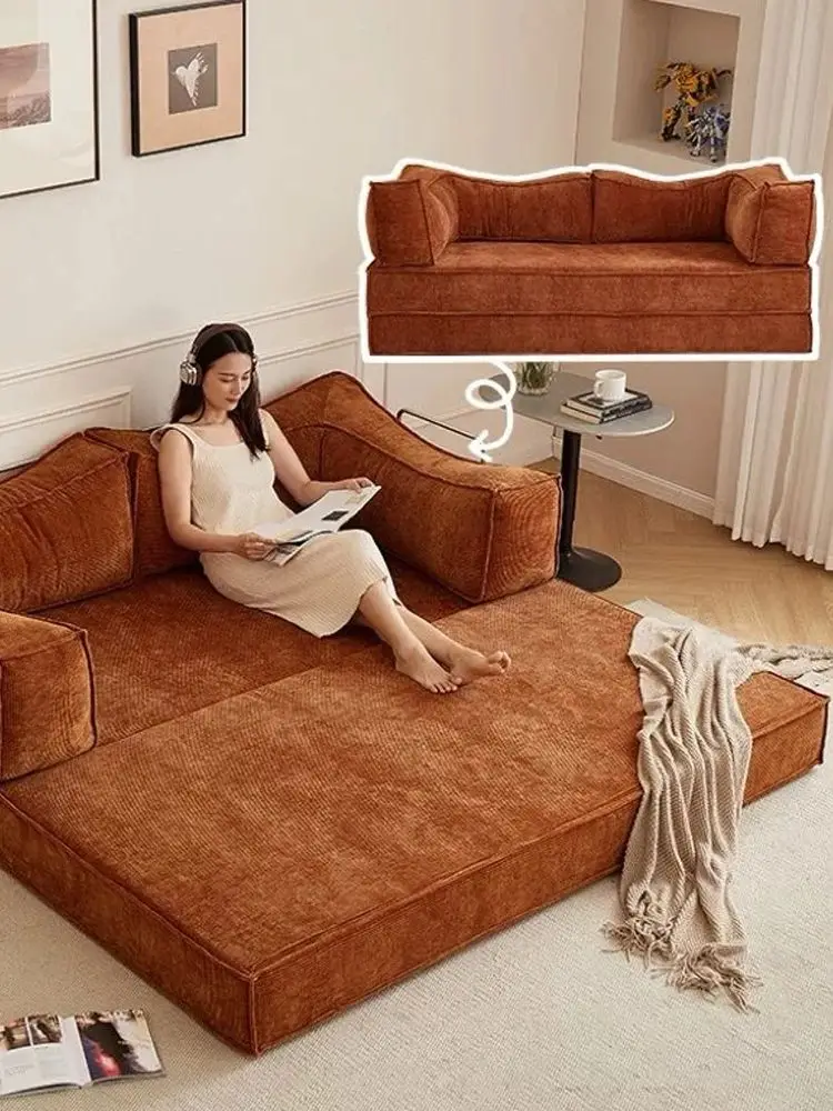 Klappbares Multifunktionales Modulares Kompressions-Schlafsofa für Zuhause, Schlafzimmer, Wohnzimmer, Lazy Pudding Retro-Stil Klappsofa