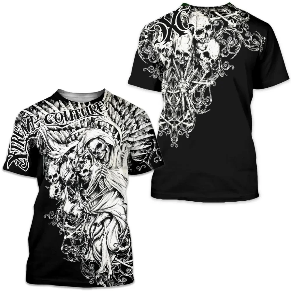Archaic By Affliction Colisson 3D Graphic Print Short Sleeve Men's T-Shirt Vintage T-Shirt Street Trend Loose Top