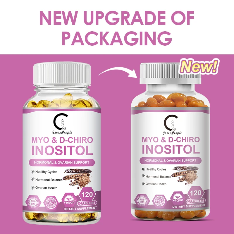 Myo Inositol Capsules 120pcs D-Chiro Inositol Regulate Menstrual Cycle Regulate Menstrual Cycle Fertility Supplements for Women