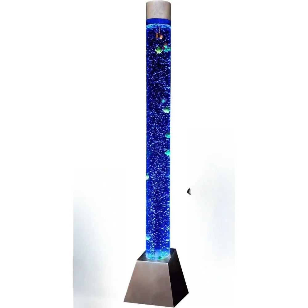 6 ft Sensory Bubble Tube - App and remote control - 7 fake fish - 8 LED colors - Solid base - Large Bubble light floor lamp