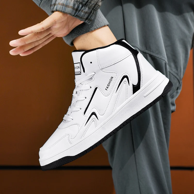 Merk Heren High-Top Sneakers Casual Jongens Basketbalschoenen Antislip Tennisschoenen Comfortabele Lederen Sportschoenen Unisex Sneakers