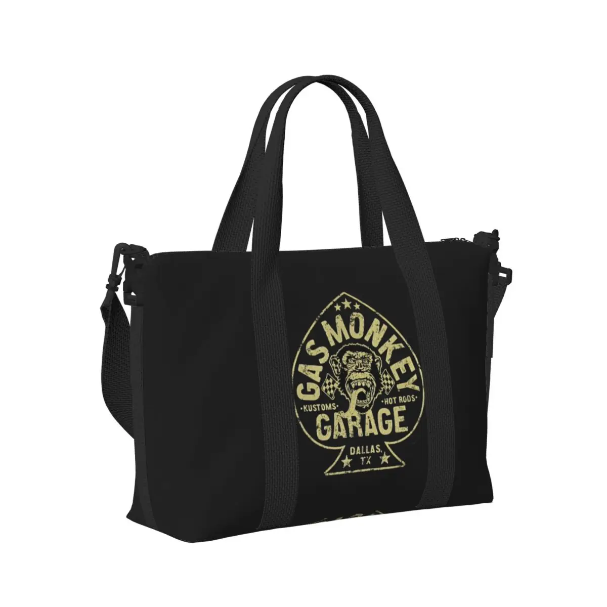 

Hot Rods Motorcycles Racing Gas Monkeys Garage Beach Travel Bag Tote Bags for Gym Yoga Women Shopping Duffle Shoulder Bag