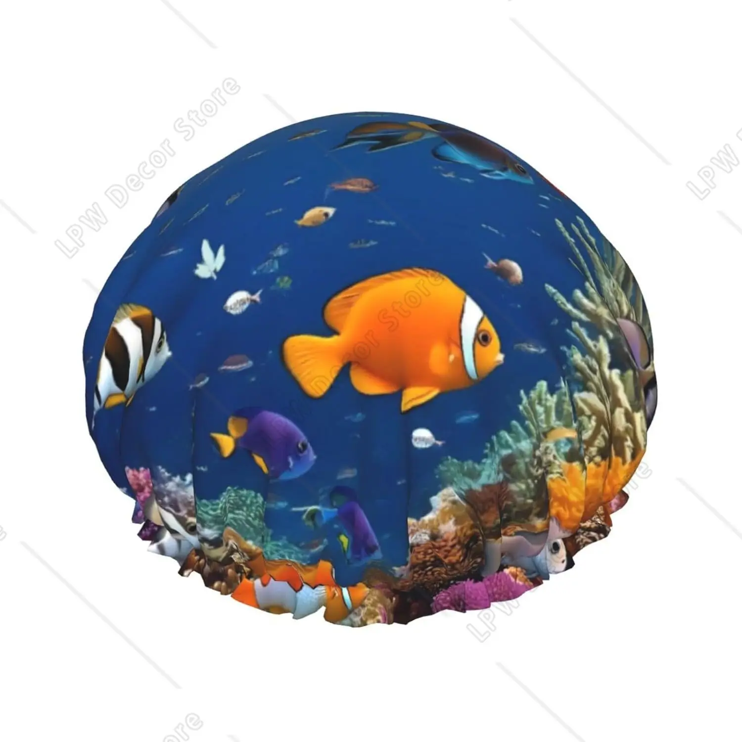 

Красочные шапочки для душа с принтом кораллового рифа для женщин, водонепроницаемые двухслойные шапочки для ванны с эластичной резинкой, многоразовые