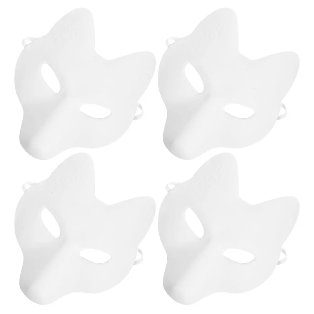 

4pcs Fox Mask Unpainted DIY Blank Animal Masks for Kids Children Halloween Cosplay Party Accessories Sturdy PU Material