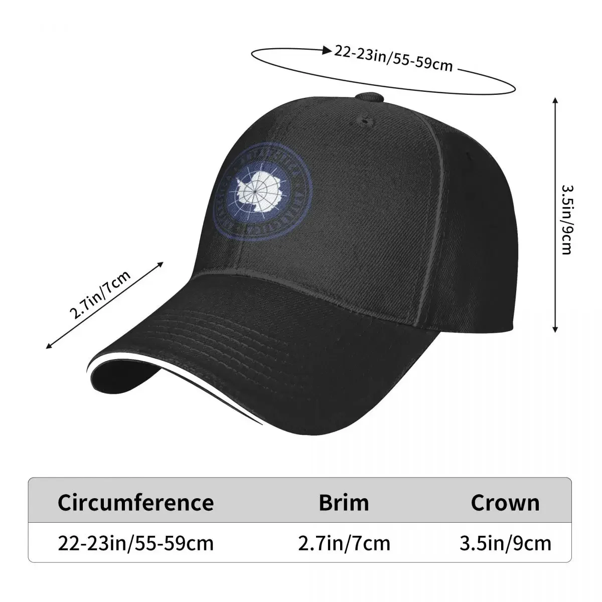 Round Antarctica flag design - Blue Baseball Cap Golf Hat Man Uv Protection Solar Hat Luxury Hat Baseball Men Women's