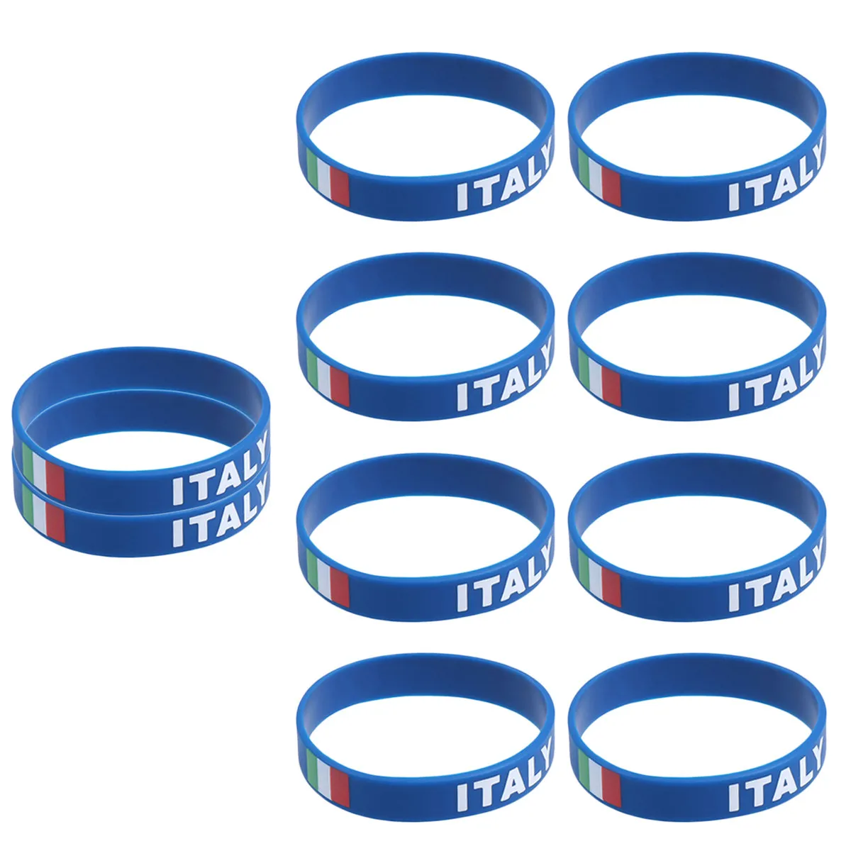 10Pcs Environmental Silicone Wristbands Country Flag Printed Bracelets One Size Fits Most Sports Football Game Accessories