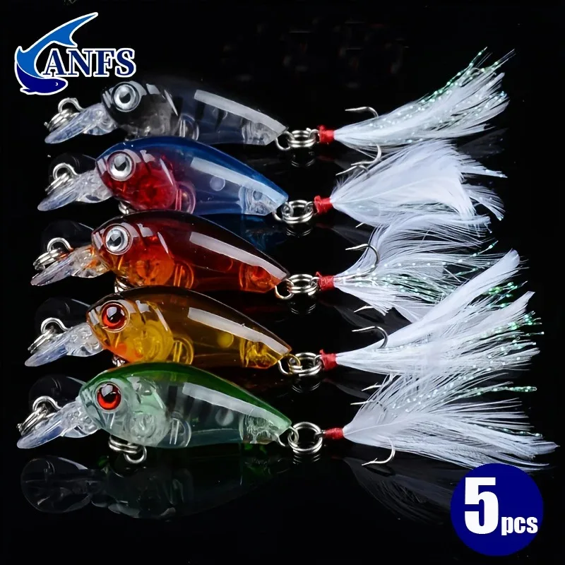 ANFS 5pcs 5pcs 미노우 낚시 미끼 세트 4g/4.5cm 인공 미끼 Wobbler 크랭크베이트 태클 낚시 액세서리