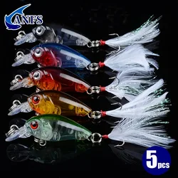 ANFS 5pcs 5pcs 미노우 낚시 미끼 세트 4g/4.5cm 인공 미끼 Wobbler 크랭크베이트 태클 낚시 액세서리
