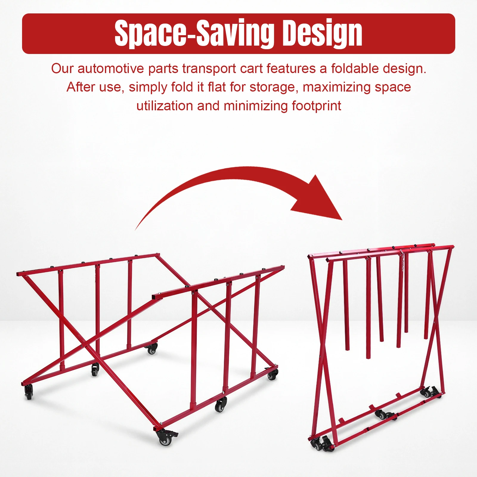 

Large Auto Body Truck Bed Cart W/6 Wheels Movable Auto Parts Transporter 800lbs Weight Capacity for Car Storage & Workshop