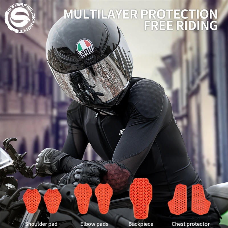 

SFK Men's Motorcycle Cycling Jacket Summer Breathable Lightweight Riding Armor Clothing With CE Body Protective Gear Accessories