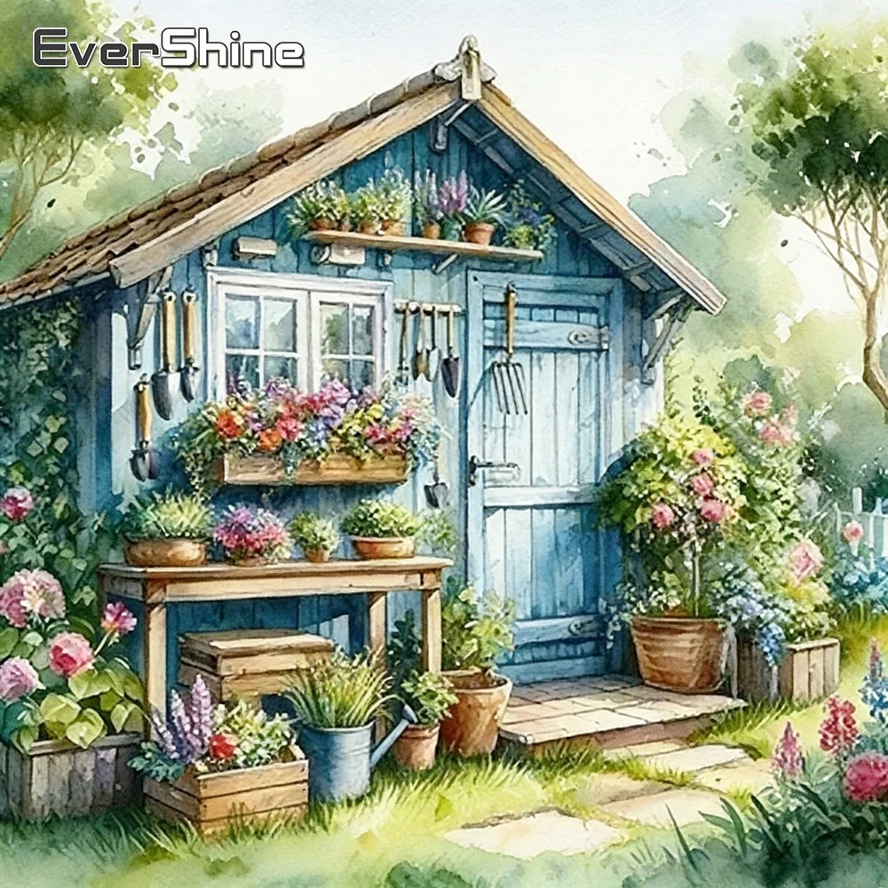 Evershine 5D DIY Diamant Stickerei Haus Neue Ankunft Malerei Garten Mosaik Landschaft Bild von Strass Handwerk