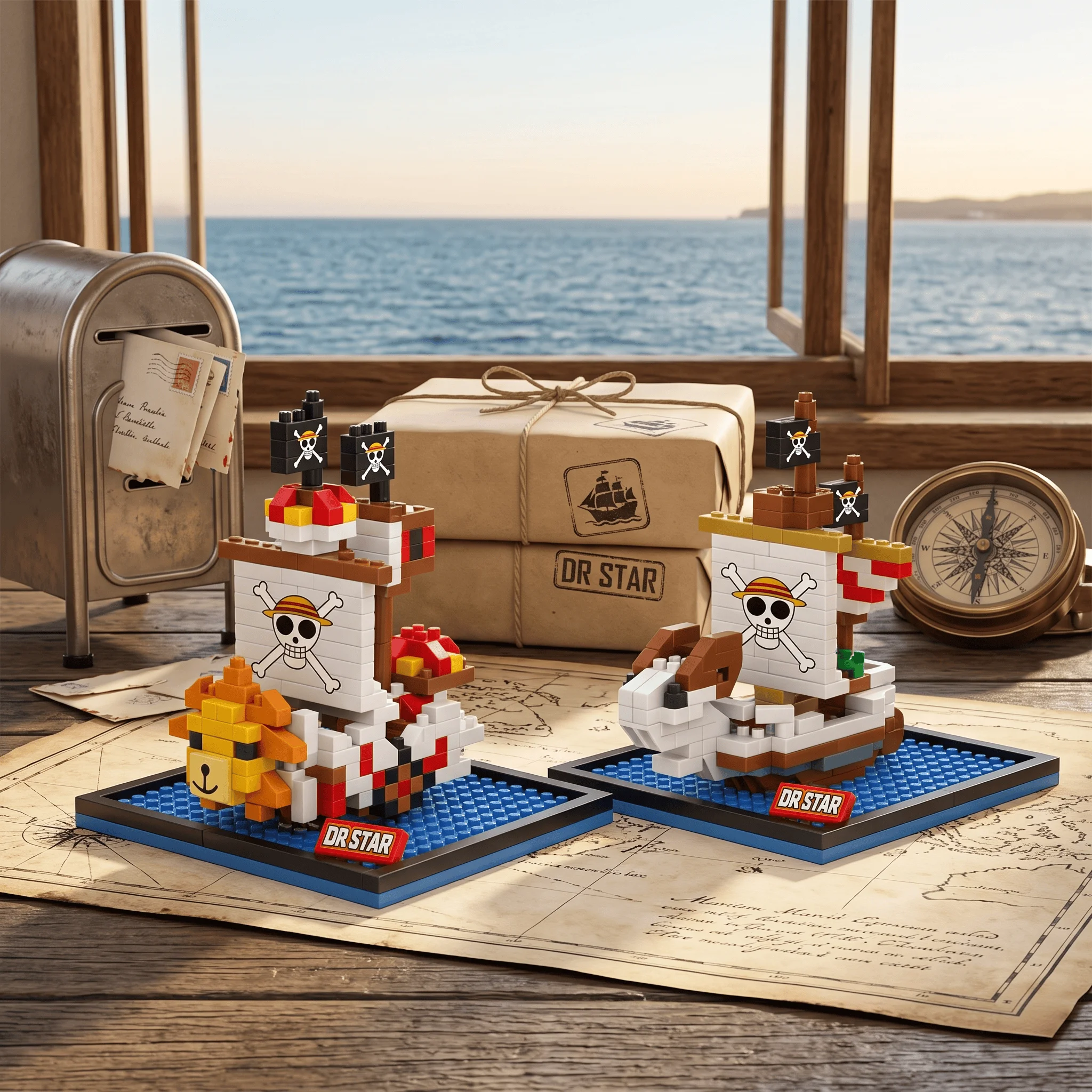 One Piece Anime Pirate Ship Building Blocks - Thousand Sunny Going Merry Moby Dick Creative Bricks Toy Figure Birthday Gift