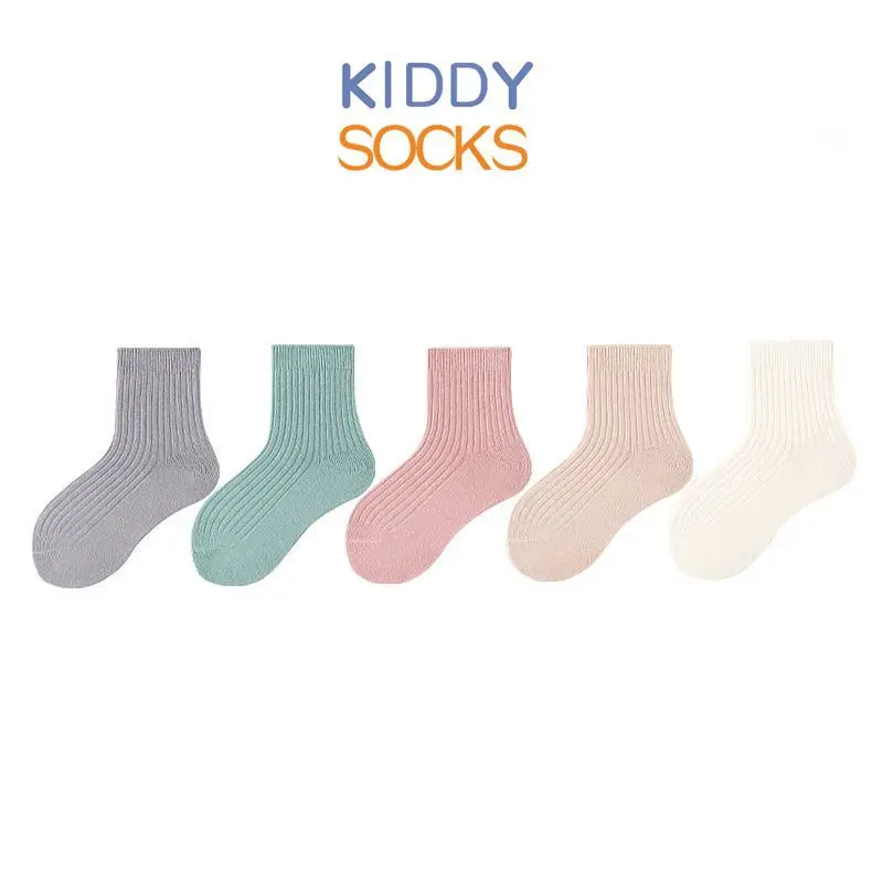جوارب بناتي بإبرة مزدوجة بلون الحلوى من القطن الممشط بلون سادة للخريف والشتاء جوارب للأطفال للأطفال من سن 1 إلى 12 سنة #2