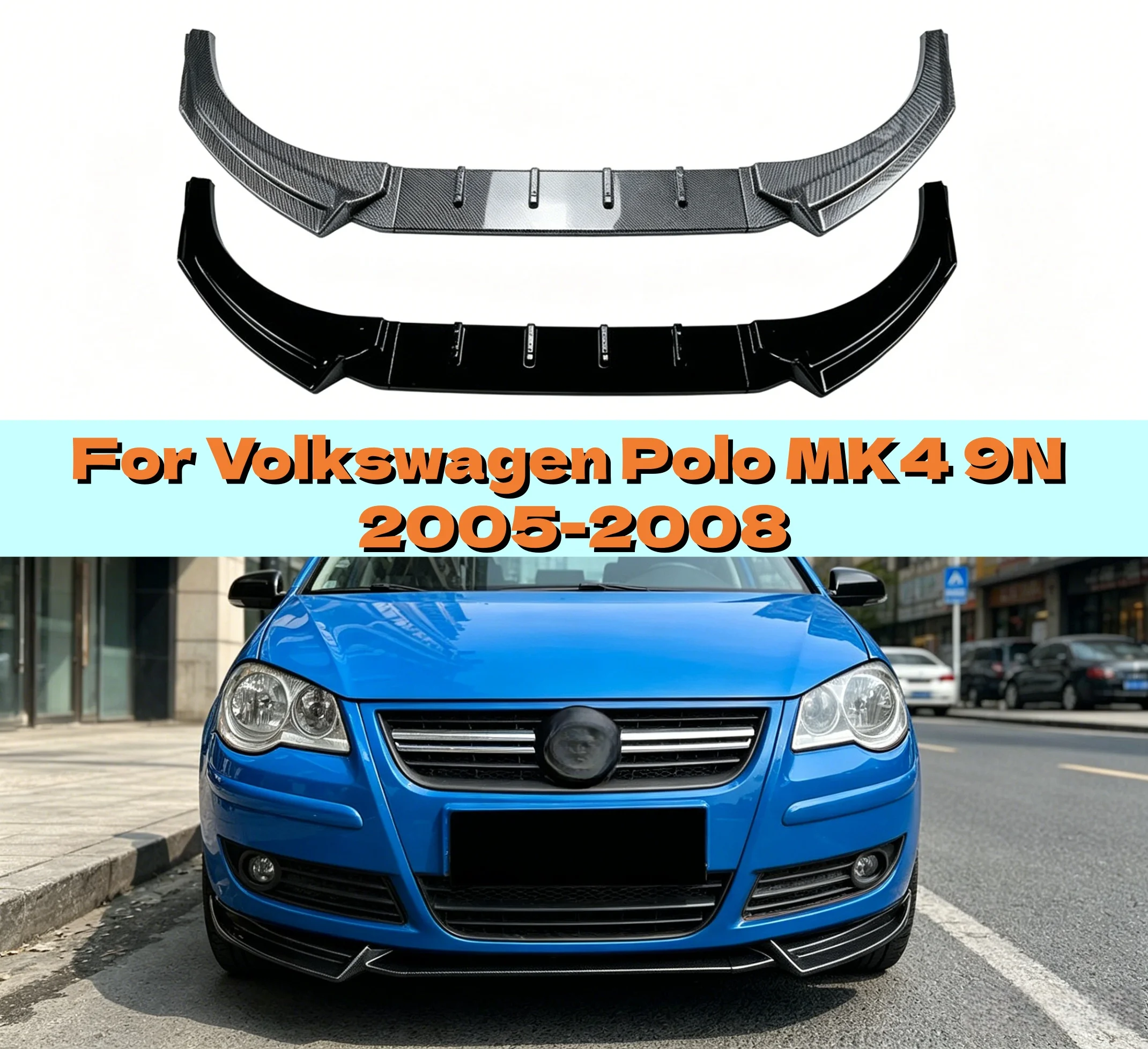 Para Volkswagen Polo MK4 9N 2005 2006 2007 2008, Alerón Delantero para Automóvil, Difusor, ABS, Kits de Carrocería, Accesorios de Tuning
