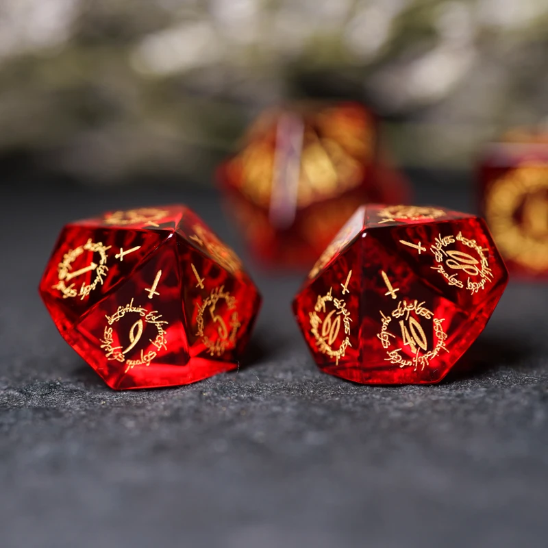 Cthulhu DND Dice Engraved Elf Secret Word RPG Dice Red Glass Beads COC Board Games Die Dungeons and Dragons Personalized Gifts