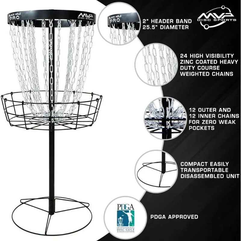 Black Hole Pro cesta de Golf de disco de 24 cadenas con bolsa de tránsito