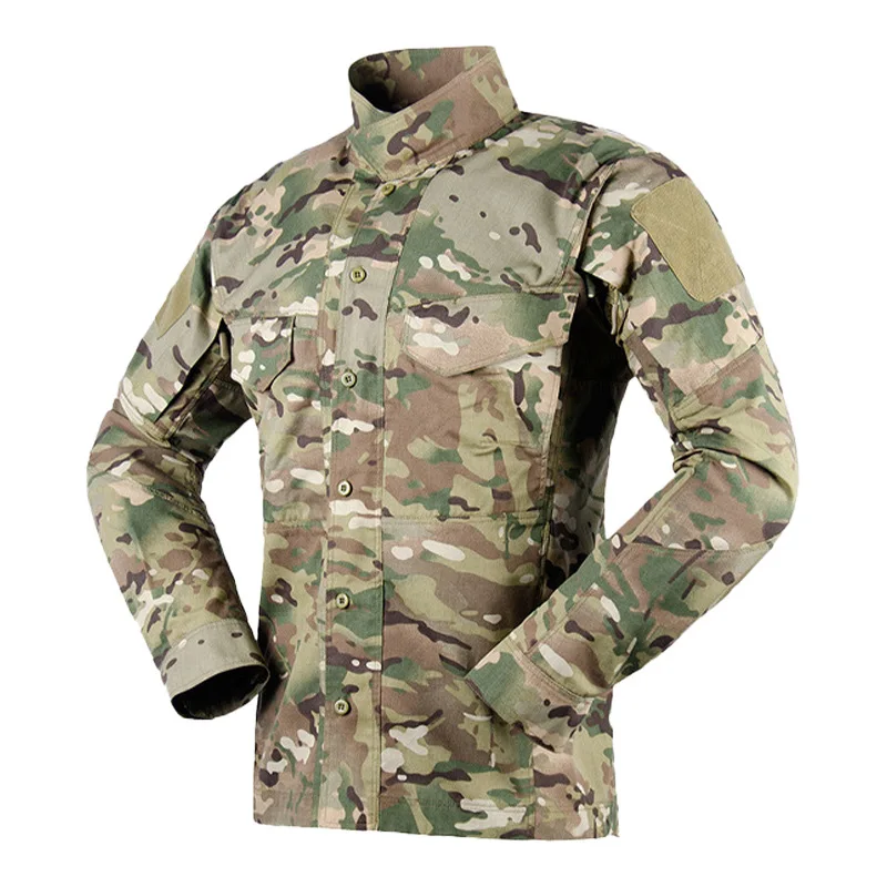 Men Tactical Tops Shirt Summer Long Sleeved Oversized Breathable Quick Drying Mesh Outdoor Camouflage Shirt