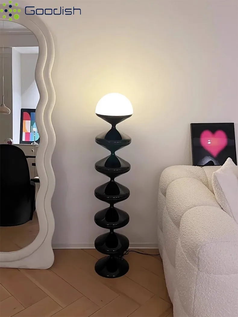 Minimalist Nordic Retro Creative Lustre Light Cute Cream Gourd Long Strip LED Floor Lamps for Bedroom Home Decoration Chandelier