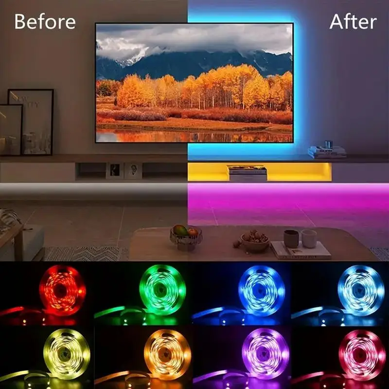 Smart LED Lights for Bedroom 98ft Music Sync Light Strips Waterproof Strip Lights with Timer Function for Living Room Bedroom