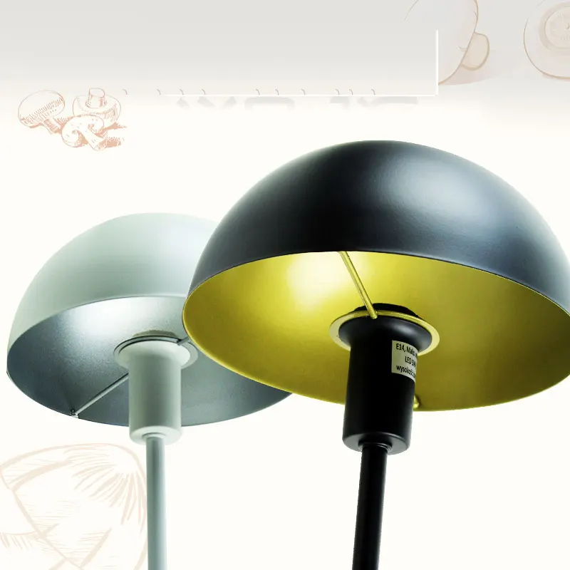 Mushroom Small Table Lamp Living Room Bedroom Study Bedside Table Lamp E14 Simple Black White