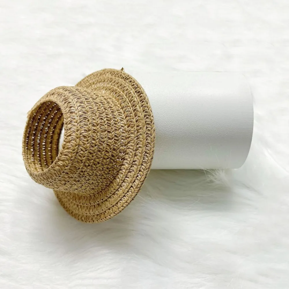 Mini Woven Straw Princess Hat With Ribbon Bow For 15cm 17cm Vinyl Doll Multi-color Summer Doll Shooting Decor Accessory