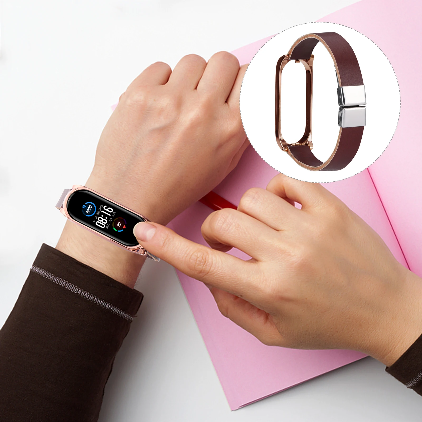 

Bracelet Snap Shell Wristband Strap Watch Sports Replacement Pu Compatible with Xiaomi