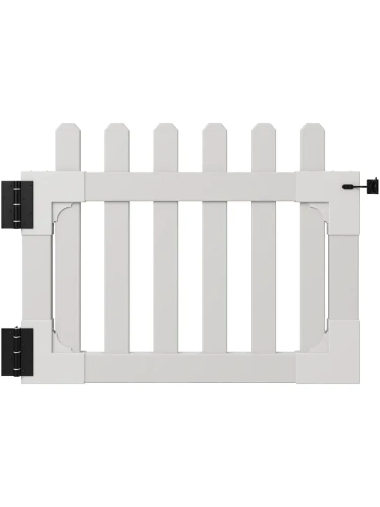 

(1 ворота) No Dig WamBam Комплект ворот Newport, комплект ворот из белого винила для забора для панелей забора Newport, ворота для