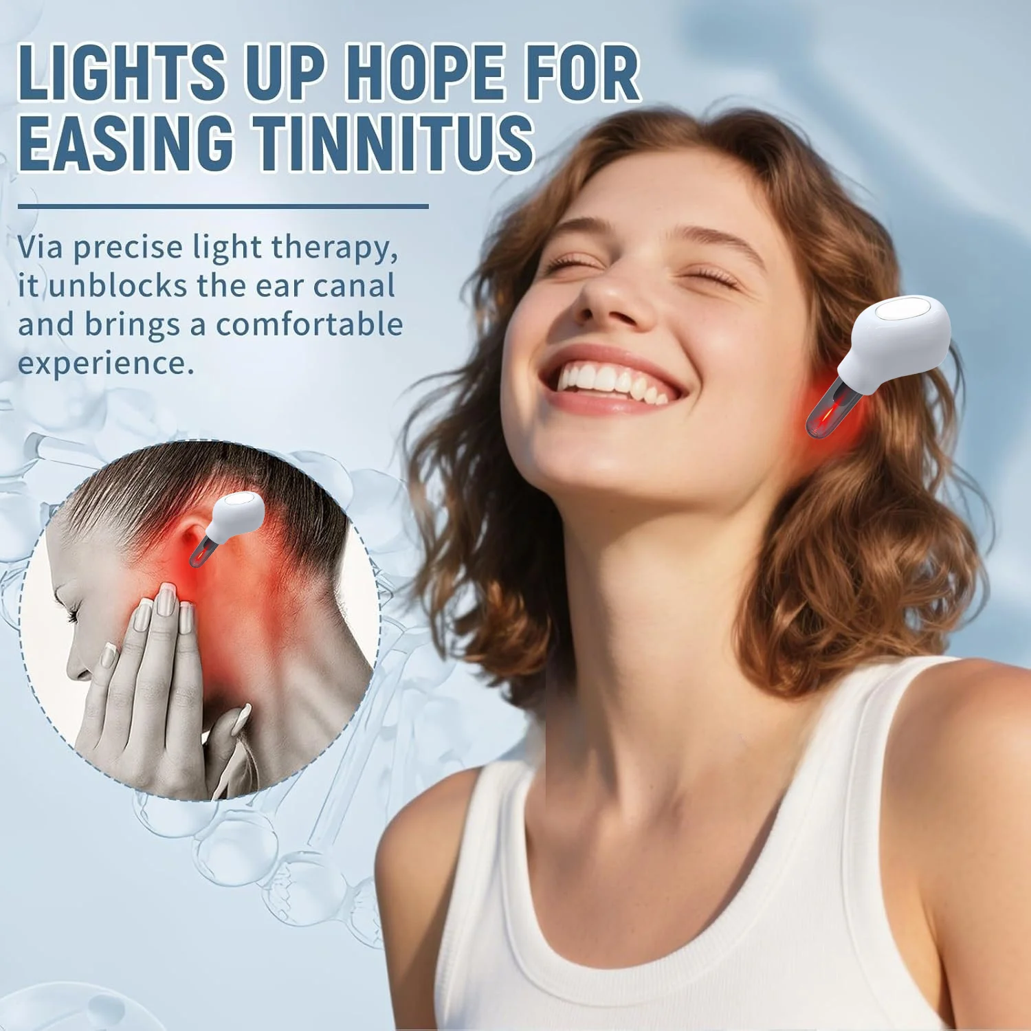 1 Stück Schmerzfreies 650nm Rotlicht-Otoliegeriechtherapiegerät - Ohrenpflegeinstrument für Tinnitus, Mittelohrentzündung & Taubheit – Detail 4