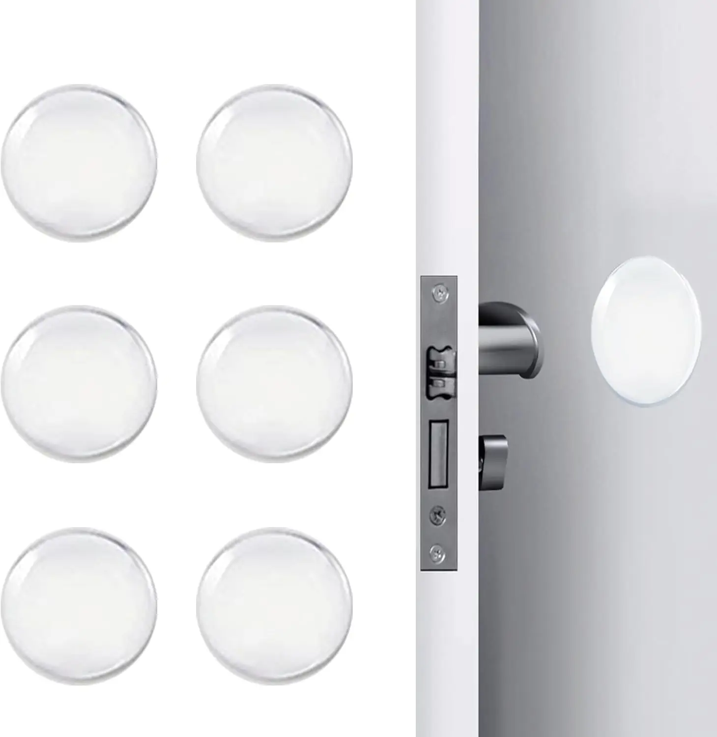 Door Stoppers Wall Protector 6PCS Reusable Door Bumpe Wall Shield Bumper Guard Transparent Round Door Knob Wall Shield Shock Abs