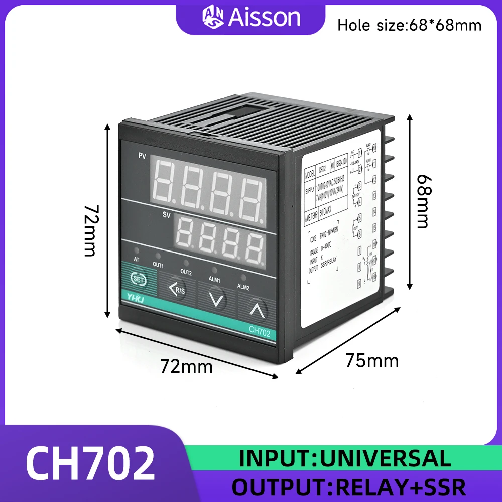 Dual Relay Output PID Temperature Controller Digital Display Thermostat CH102 CH402 CH702 CH902 AC110V-240V 0-400℃