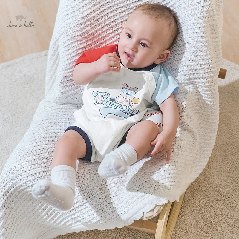 

Dave Bella 2024 New Summer Boy’s Baby Jumpsuit Romper Newborn Creeper Romper Short Sleeve Casual Lovely Cotton DB2240317