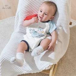 Dave Bella 2024 New Summer Boy’s Baby Jumpsuit Romper Newborn Creeper Romper Short Sleeve Casual Lovely Cotton DB2240317