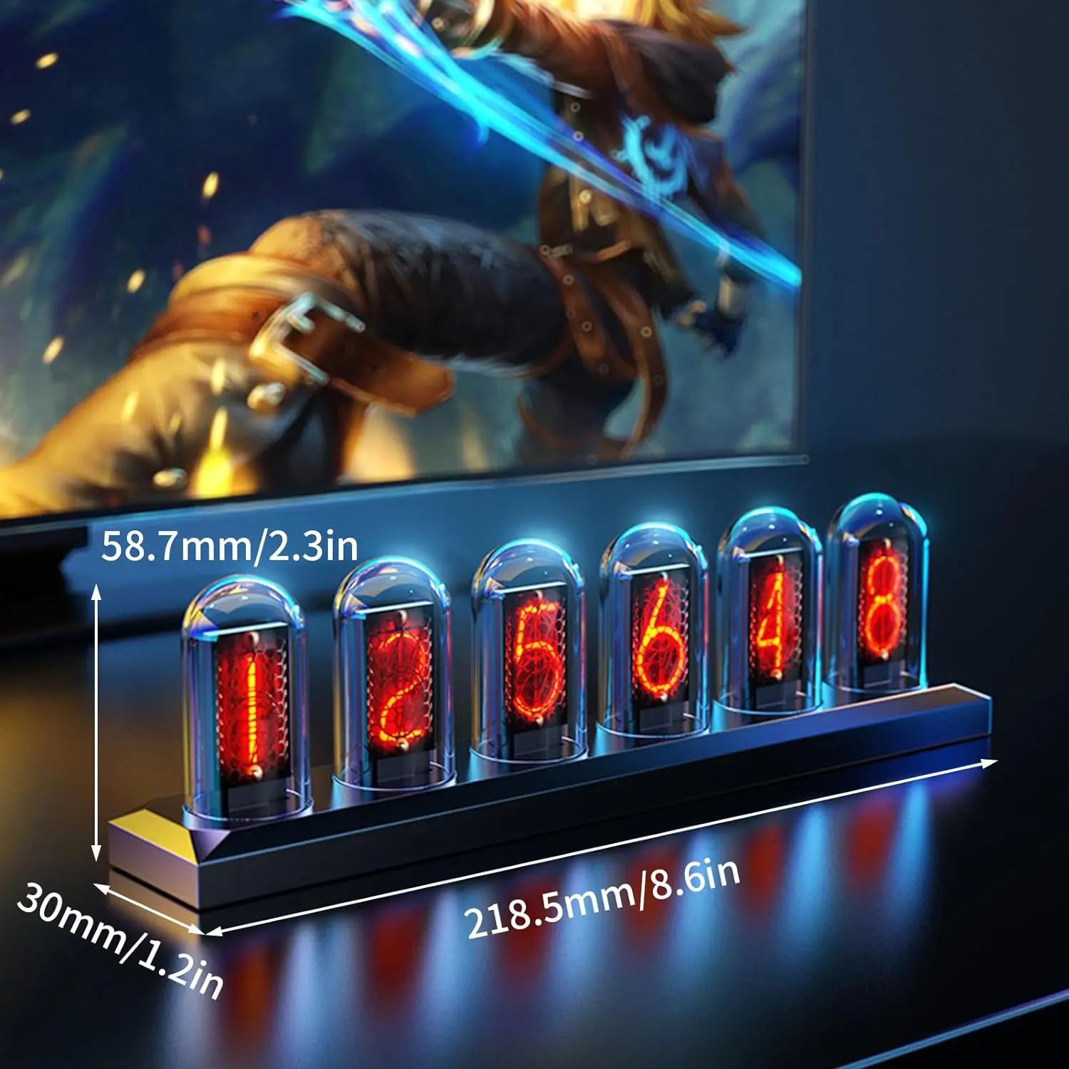 RGB Nixie Tube Clock LED Glows IPS Color Screen DIY Analog Digital Tube Night Lights Gaming Desktop Home Decoration Idea na prezent