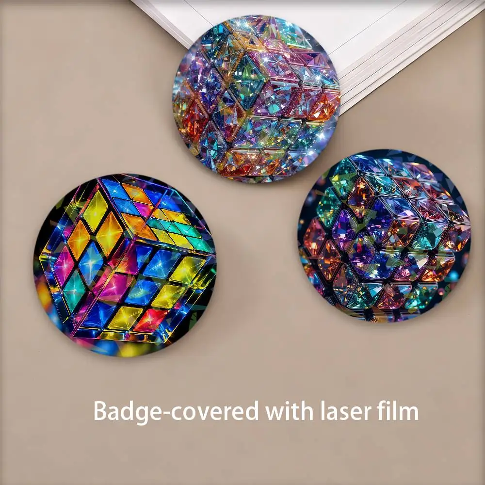 Game R-Rubiks diamond Cube h Pins Lapel Birthday Brooch Gift Backpack Clothes Accessory Decoration Badge Set Glass Shine