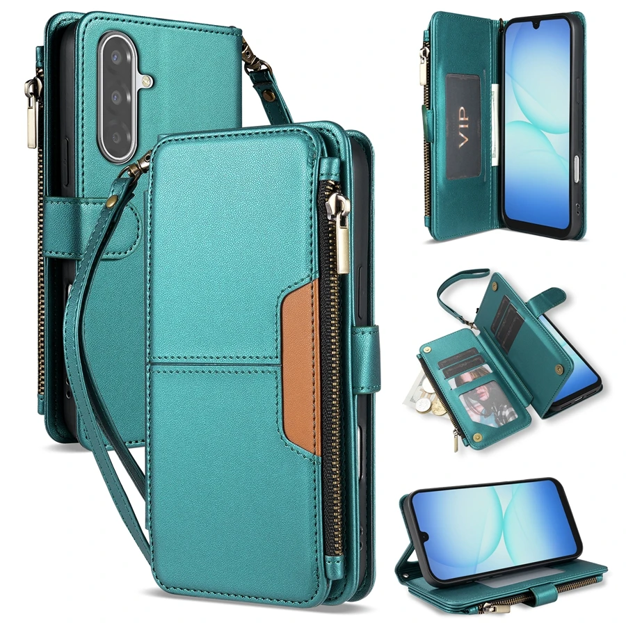 Brieftaschen-Hülle mit Mehrfach-Kartenfächern, Reißverschluss, Standfunktion und Magnetverschluss aus Leder für Samsung Galaxy S26 Ultra S25 FE S24 Plus S23 S22 S21 S20 – Detail 16
