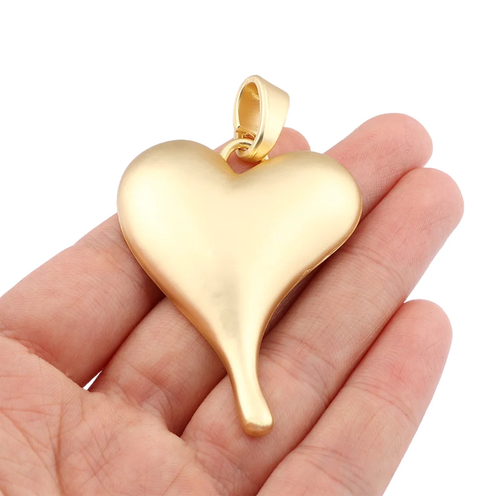 

2pcs Matte Golden Tone Large Heart Charms Pendants for DIY Necklace Jewelry Making Findings 70x42mm