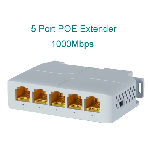 Extensor POE Gigabit de 5 puertos, 100/1000Mbps, 90W, 1 entrada, 4 salidas, repetidor PoE, red VLAN de carril DIN para cámara POE de 48V, AP inalámbrico CCTV